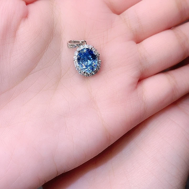 银S925镶嵌颈饰海蓝宝石