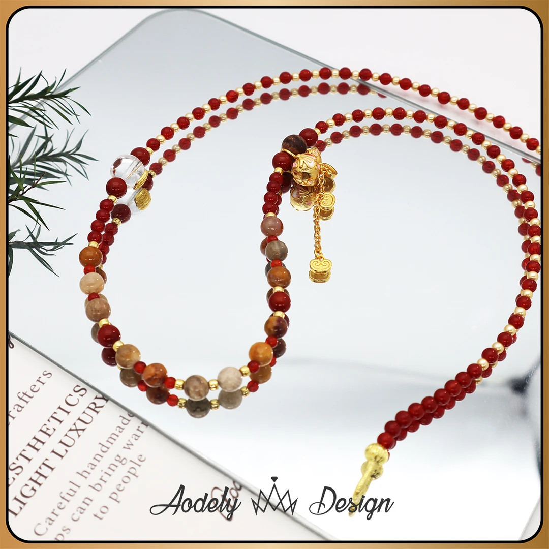【红系唐卡链A款】珊瑚玉项链玛瑙精雕葫芦设计师款毛衣链配链X-367