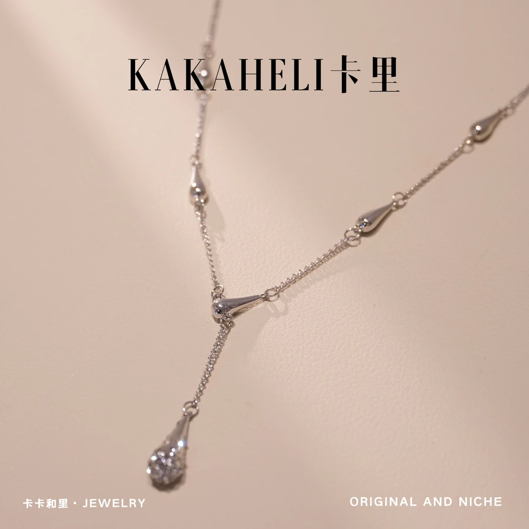 钛钢项链 蔷薇恋人高级水滴项链 A793