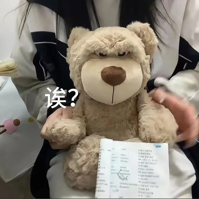 可爱瞪眼小熊毛热玩具公仔DIY眼睛表情小熊玩偶床上陪睡娃娃礼物