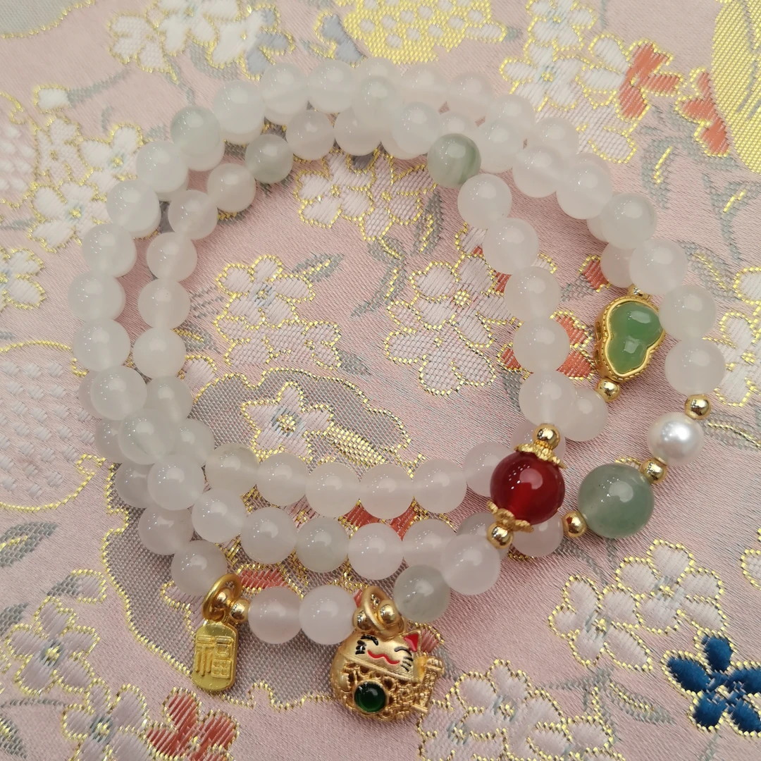 DH 1226 天山翠双圈设计款DIY女士手串
