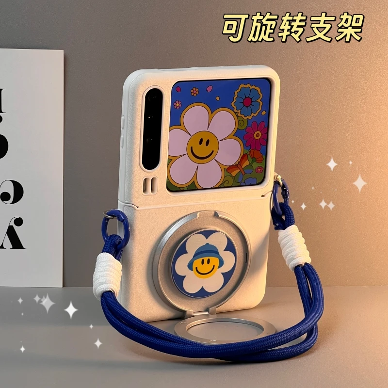 适用华为Pura X手机壳带旋转支架手提中轴铰链全包保护壳防摔创意