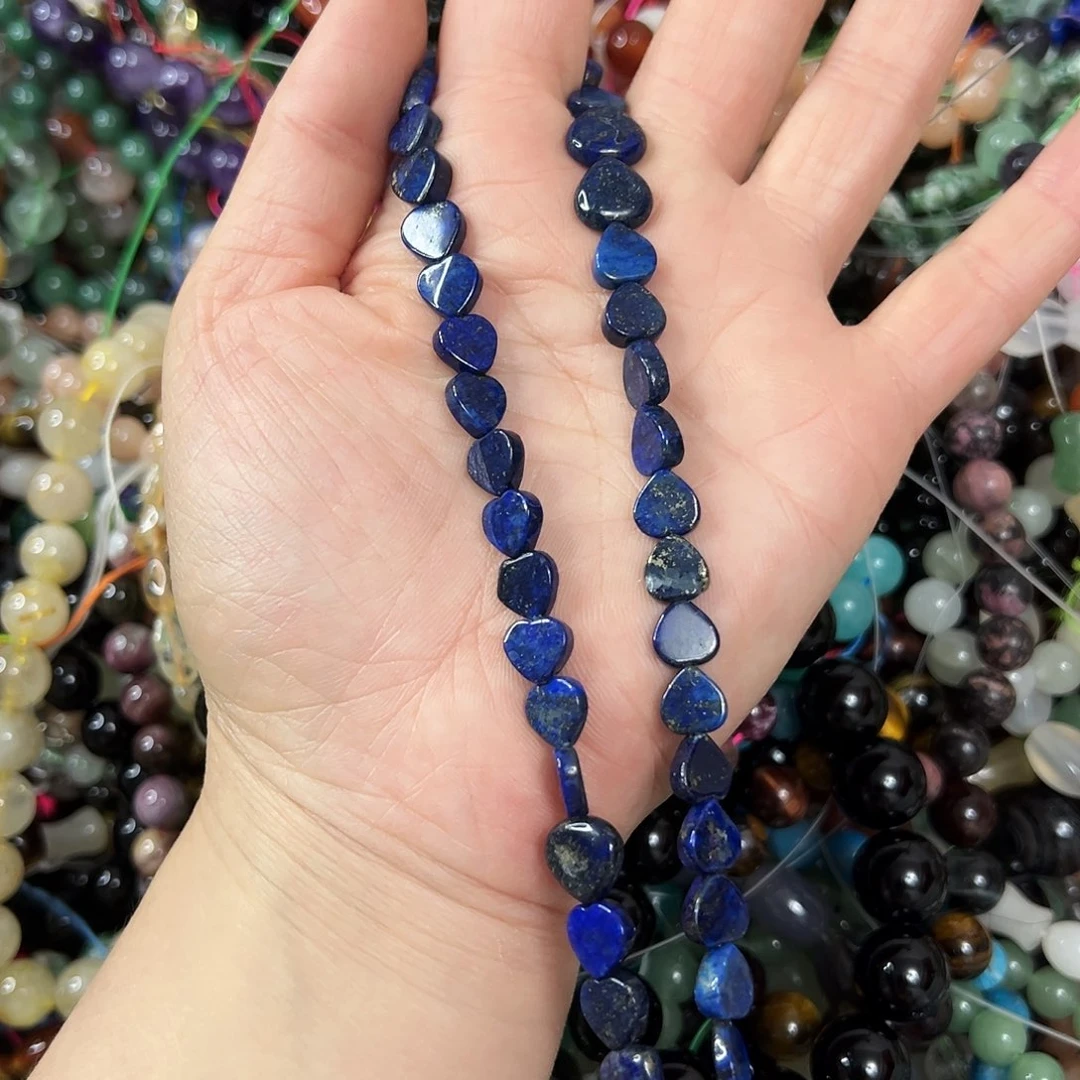 玛瑙/玉髓未镶嵌珠宝半成品，卡8青金爱心一条