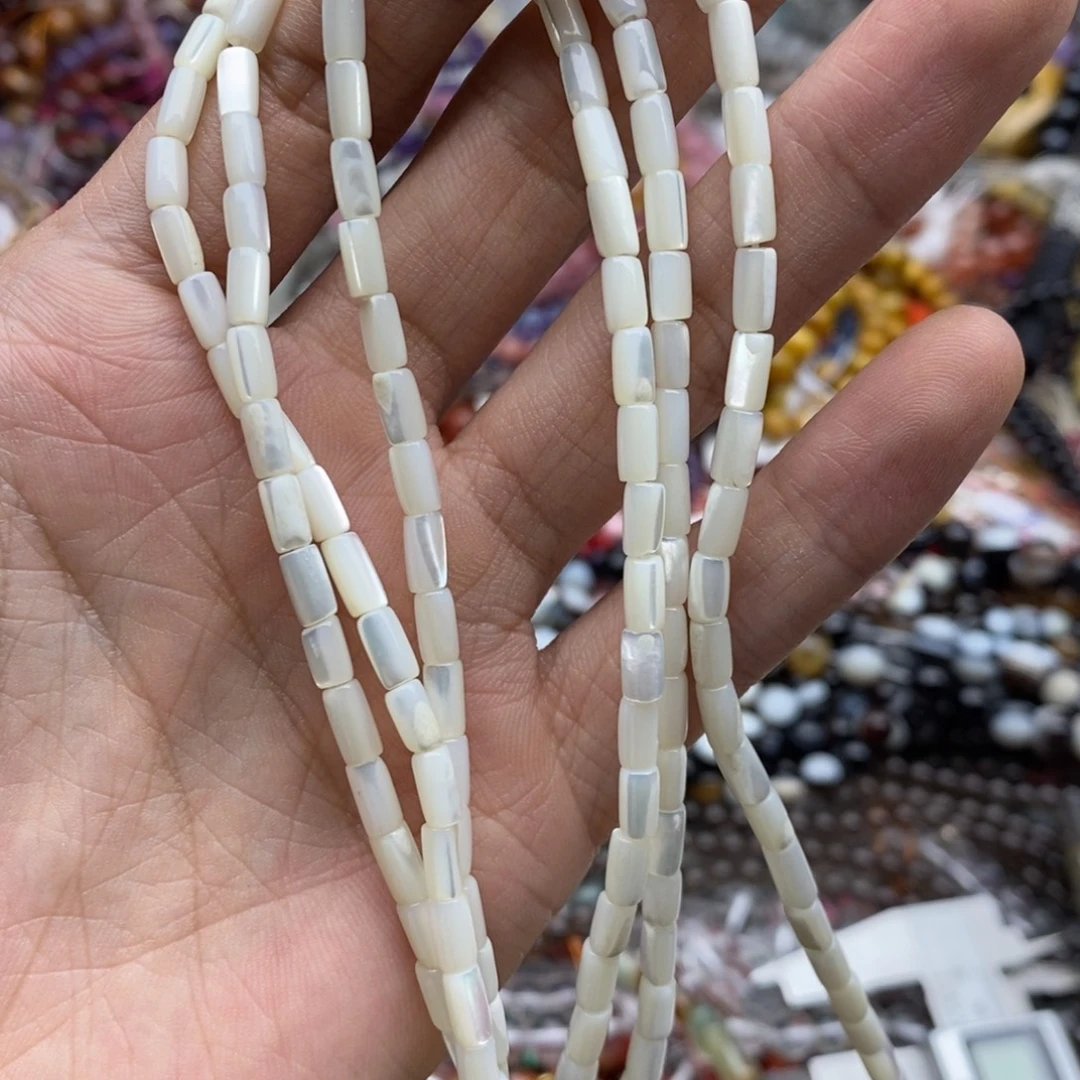 玛瑙/玉髓未镶嵌珠宝半成品一条天然4×6白马蹄螺贝壳细管