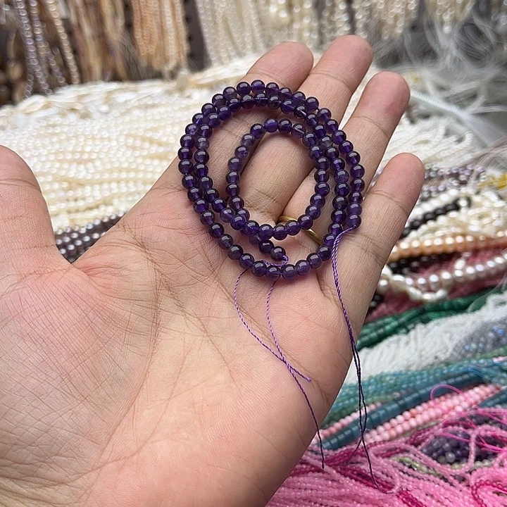 未镶嵌玛瑙/玉髓珠宝半成品一条4mm紫晶