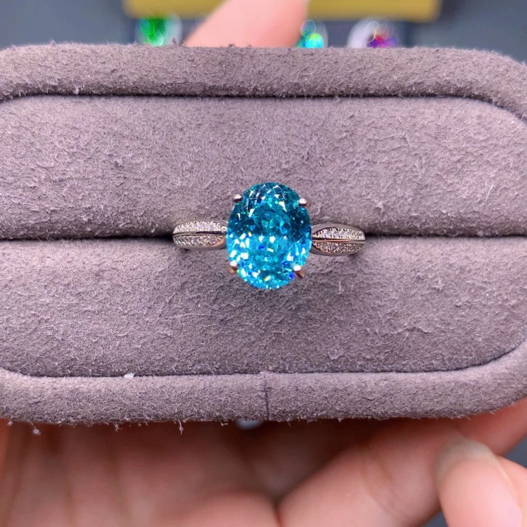 戒指银S925镶嵌帕拉依巴碧玺