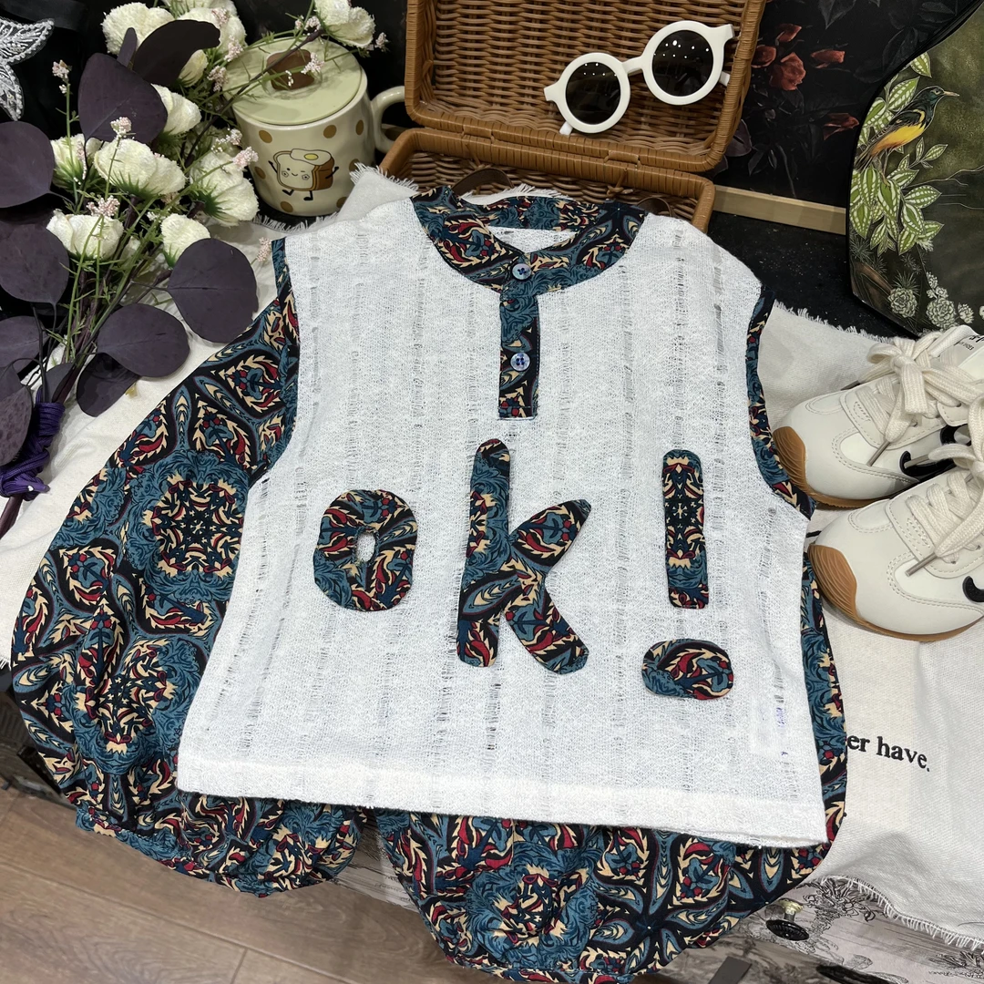 儿童夏季新款休闲时尚韩版百搭复古男童中小童夏款套装25L611