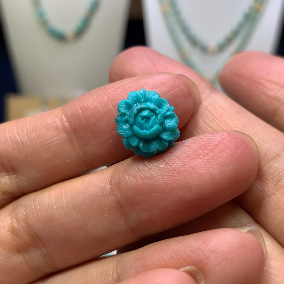 未镶嵌绿松石牡丹花