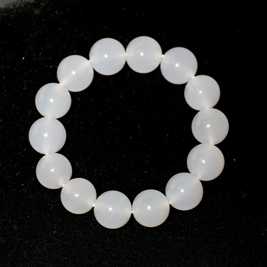 【巴基斯坦】白玛瑙圆珠手串 14mm多样性发其一（14颗）