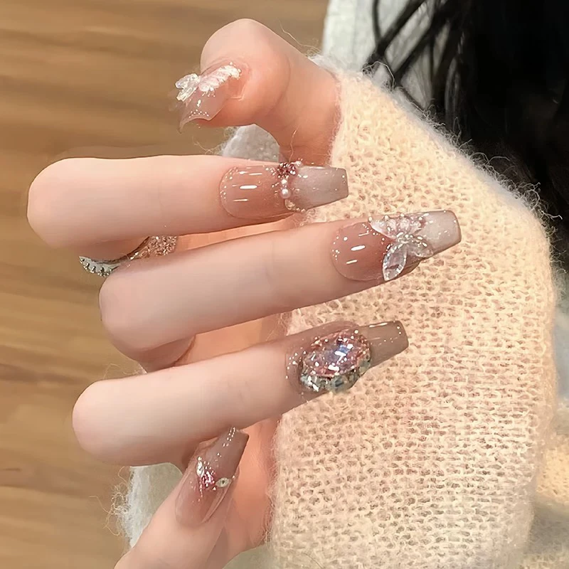 春日设计纯手工穿戴甲猫眼可爱温柔