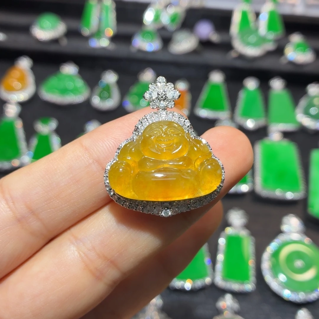 翡翠18K金镶嵌吊坠(不含链)翡翠