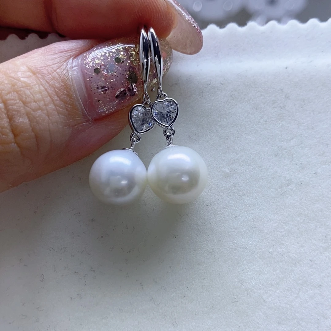 银S925镶嵌淡水珍珠耳饰