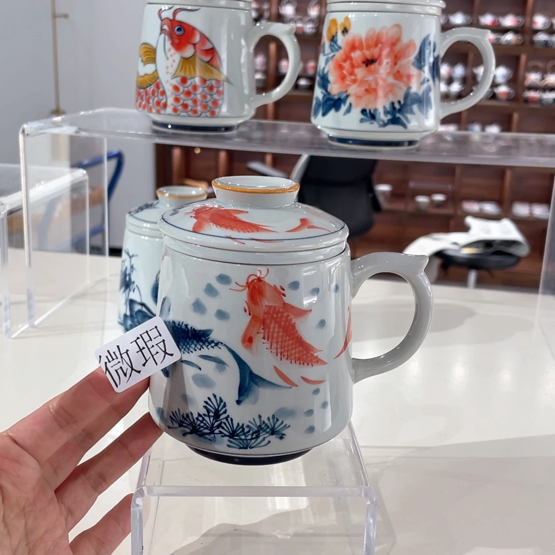 釉下手绘茶具微瑕