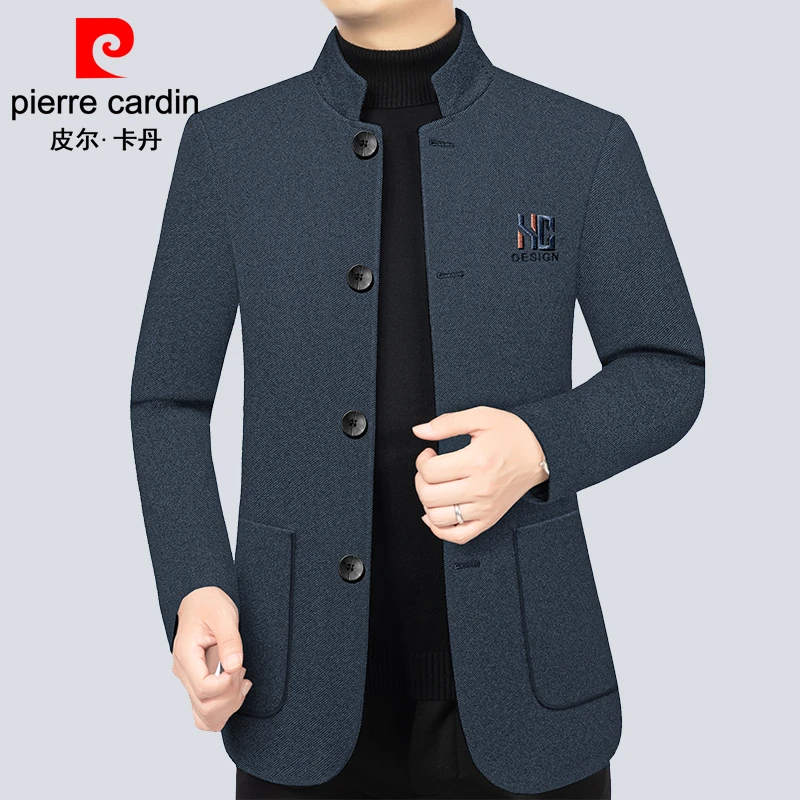 皮尔卡丹立领秋冬夹克男休闲商务中年男士高档男装外套爸爸装新款