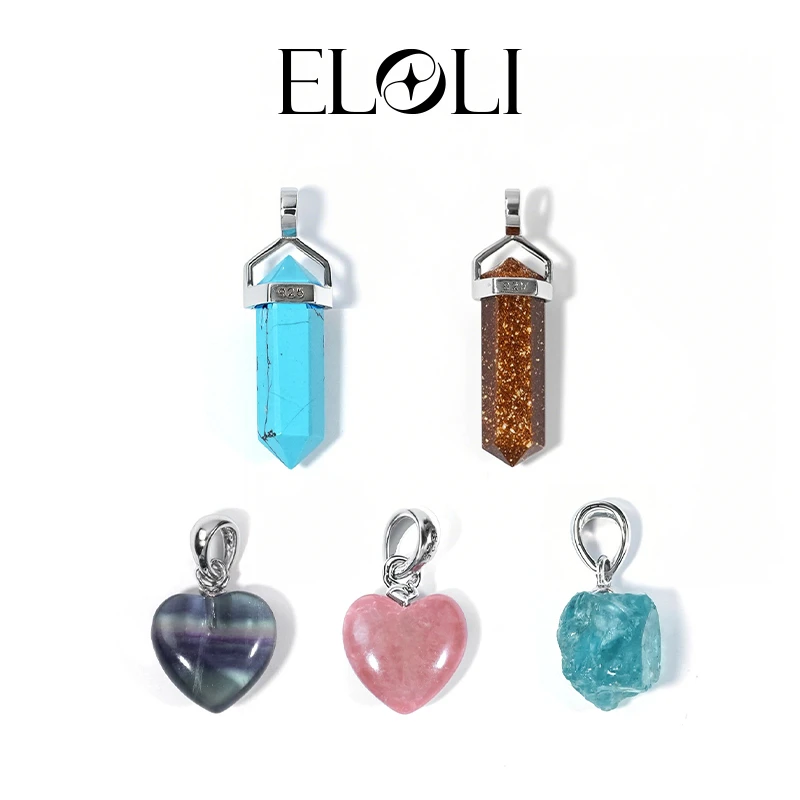 Eloli吊坠 925银 天然宝石水晶吊坠(多样性发货)