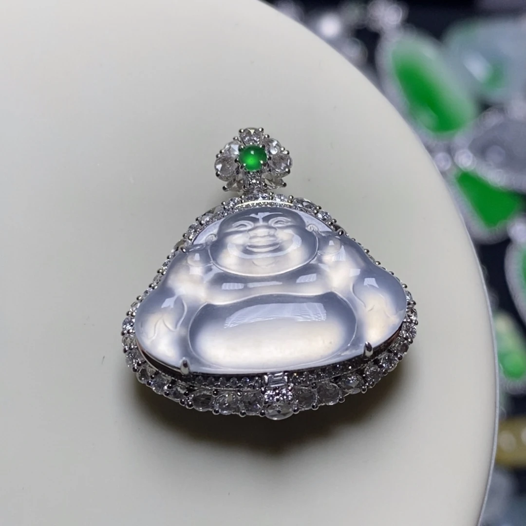 翡翠18K金镶嵌吊坠(不含链)佛
