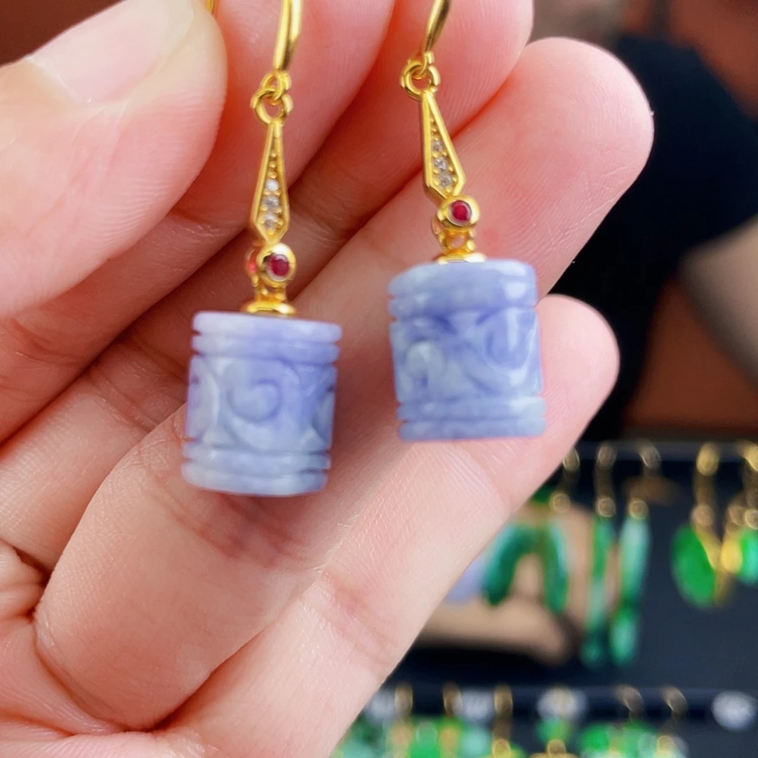 翡翠银S925镶嵌耳饰饰品