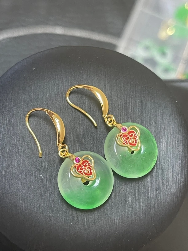 翡翠耳坠14k金饰品