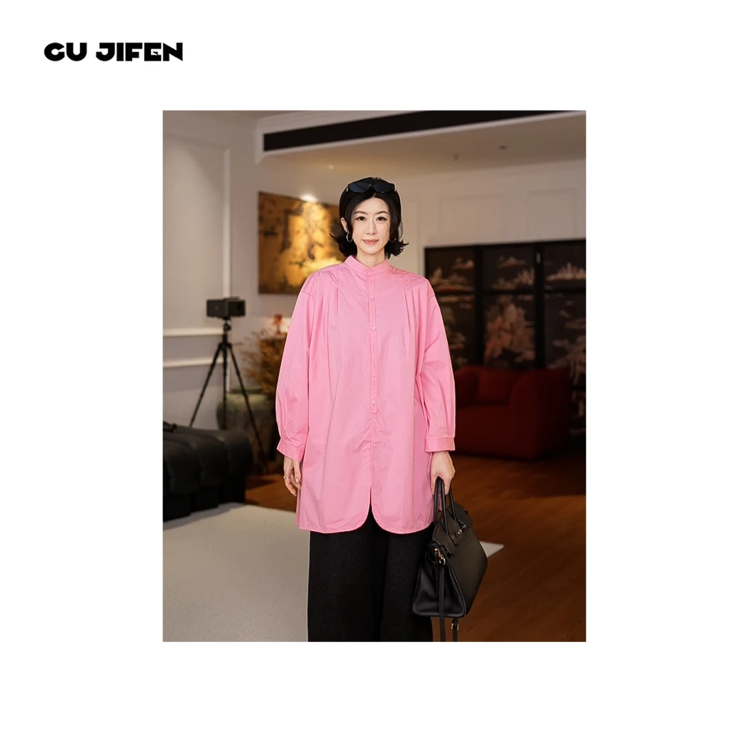 GU JIFEN｜春暖花开｜老钱风宽松休闲开叉长袖衬衣 X58267