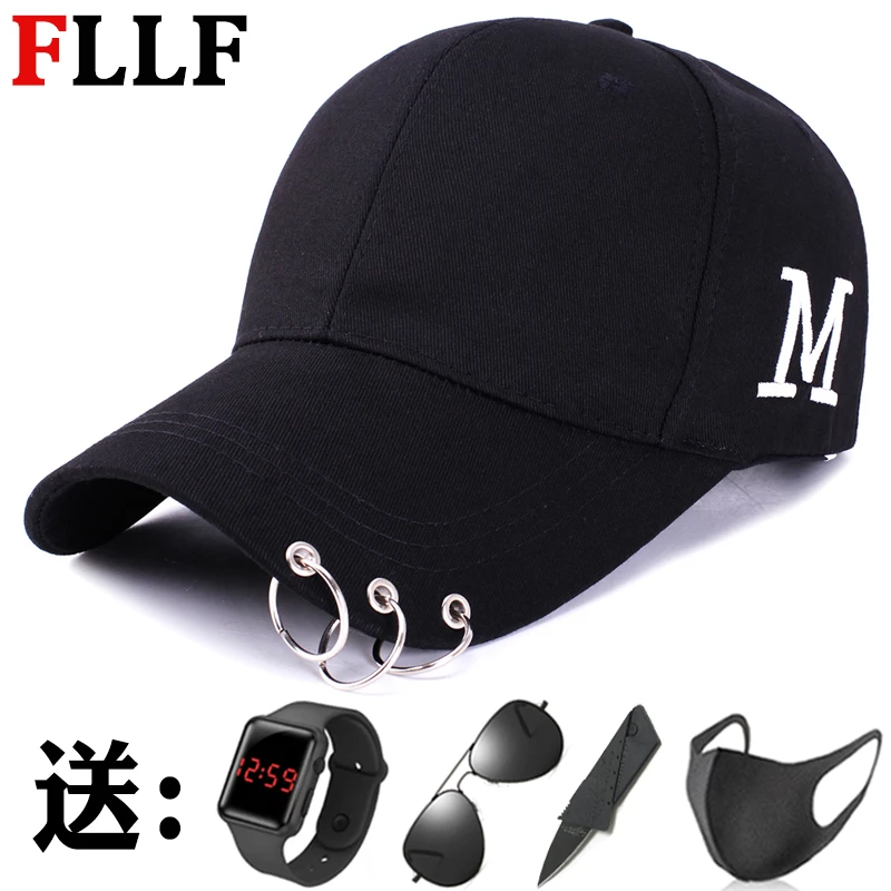 帽子男夏天鸭舌帽韩版潮铁环情侣学生街头太阳帽防晒遮阳棒球帽女