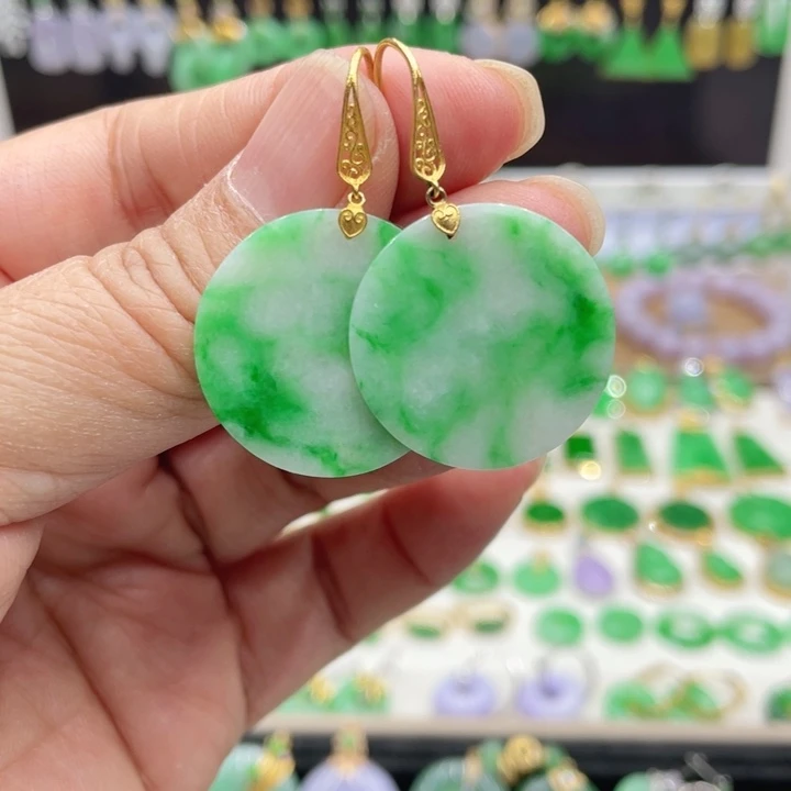 翡翠18K金镶嵌耳饰