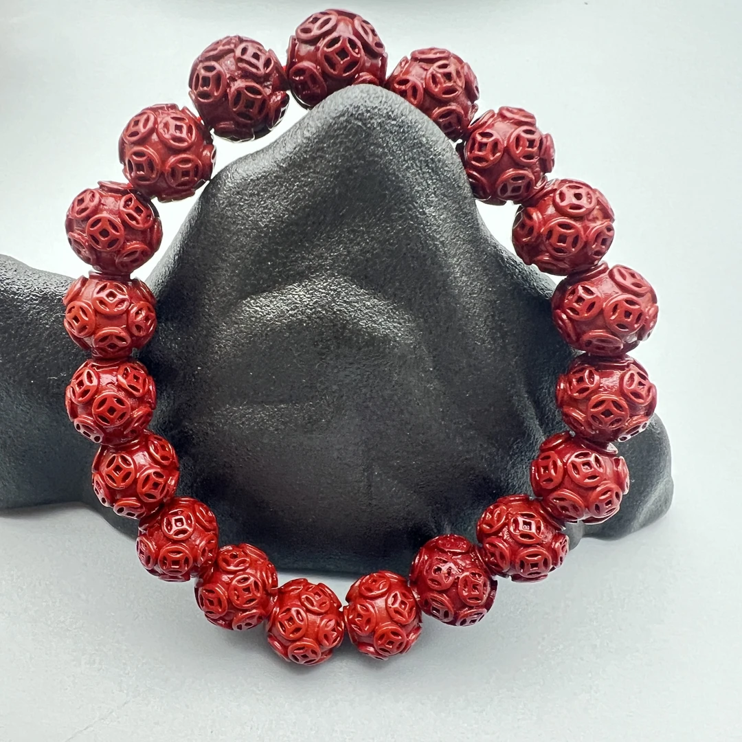 含辰砂工艺品ZA882-经典紫色钱币珠手串