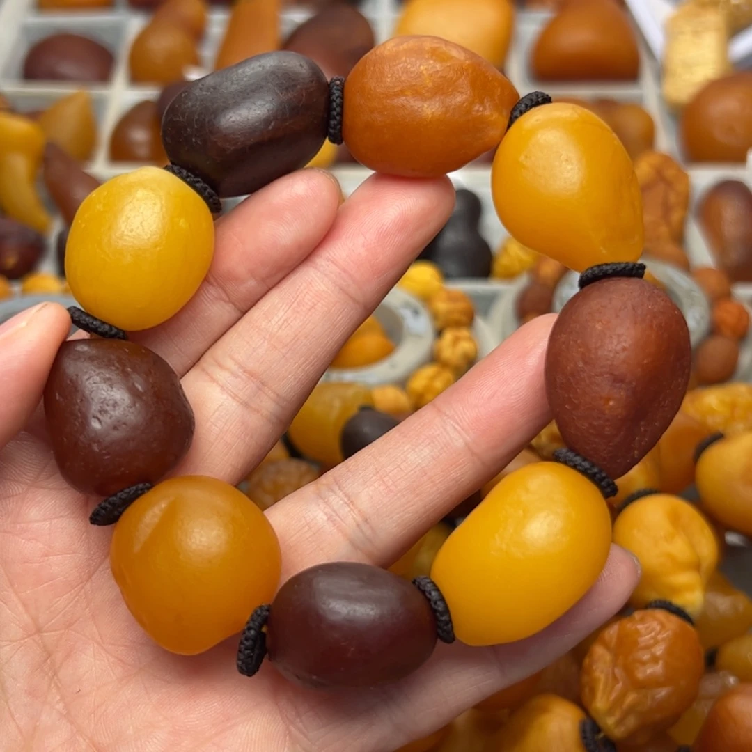 琥珀裸石未镶嵌天然蜜蜡手串
