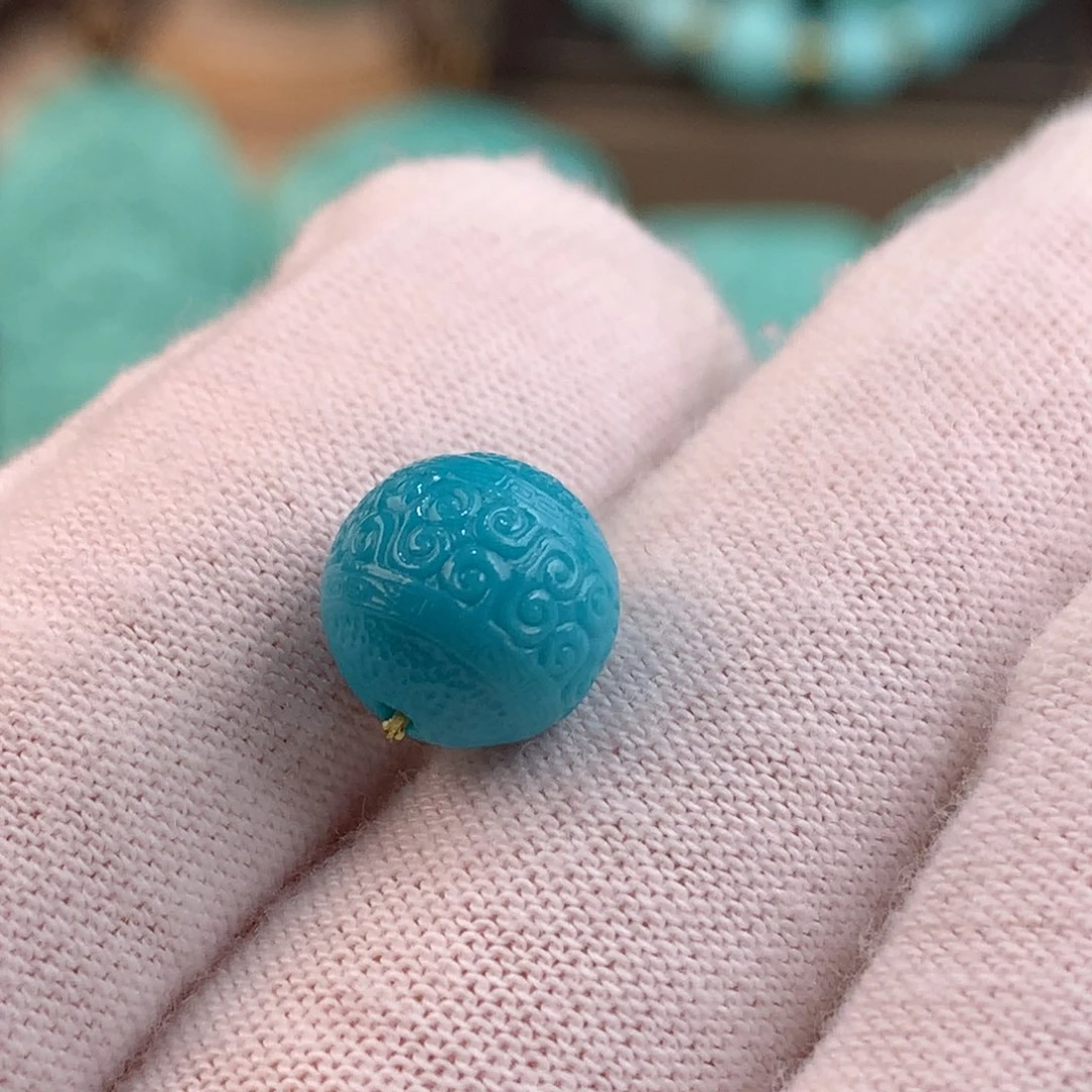 绿松石未镶嵌回纹圆珠卡9