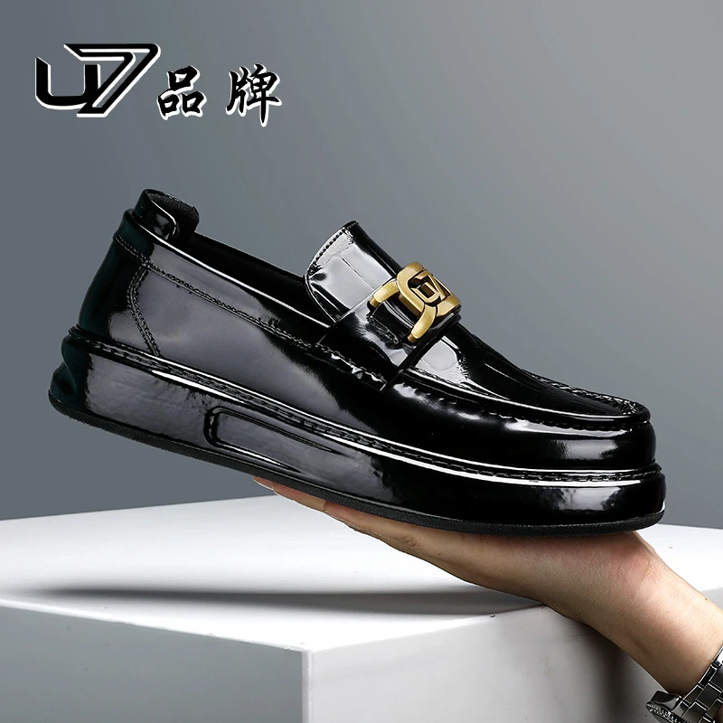 U7品牌男鞋 开边珠牛皮 高端商务鞋男士轻奢百搭真皮时尚休闲皮鞋