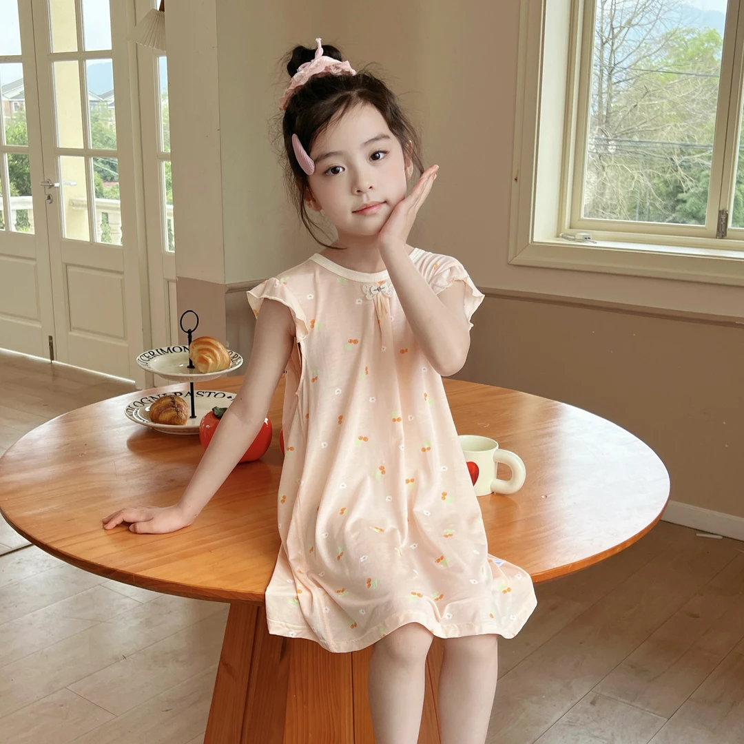 【其其宝宝】7A抗菌夏季莱赛尔优可丝面料凉感儿童居家空调睡裙