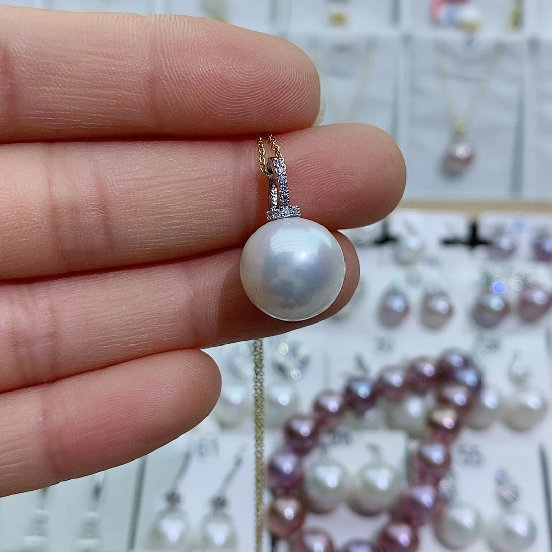 淡水珍珠银S925镶嵌吊坠(赠链)