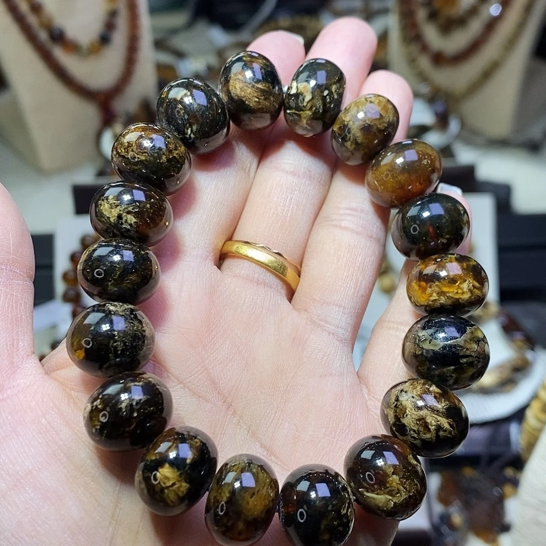 琥珀未镶嵌裸石熊猫花15