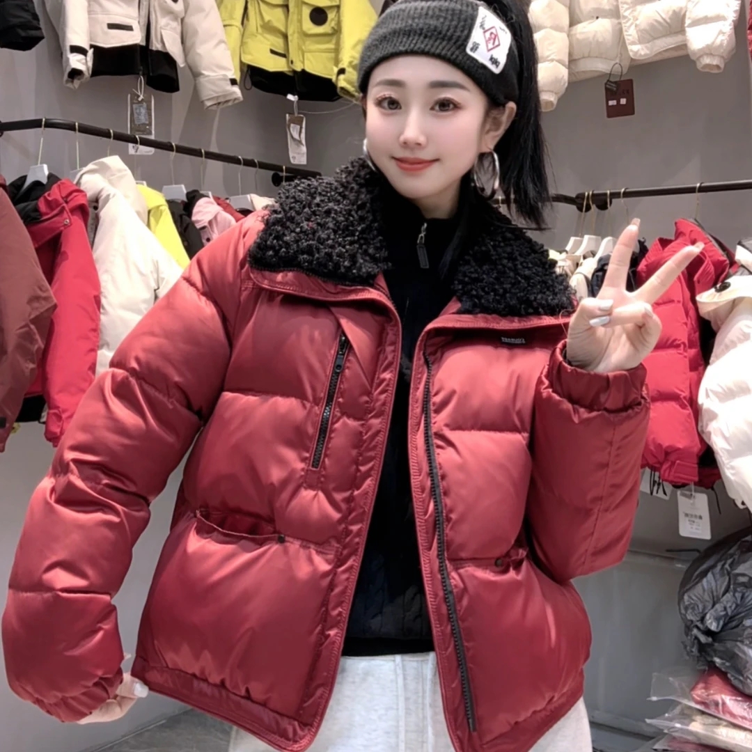 杨杨➕冬季新款翻毛领加厚保暖宽松时尚棉服外套女