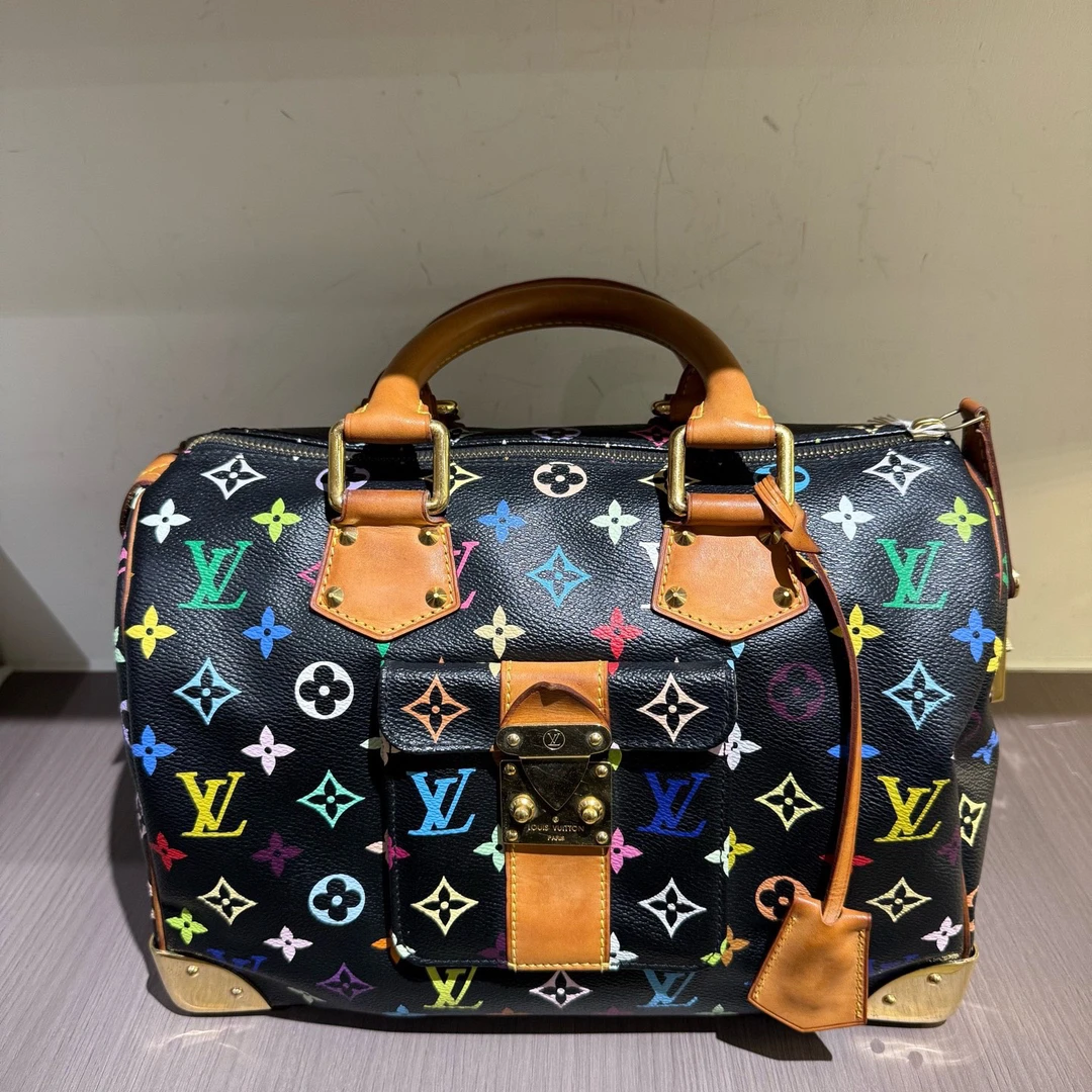 95新 LouisVuitton/路易威登 16333041/KIKIFIFI/黑三彩speed30包