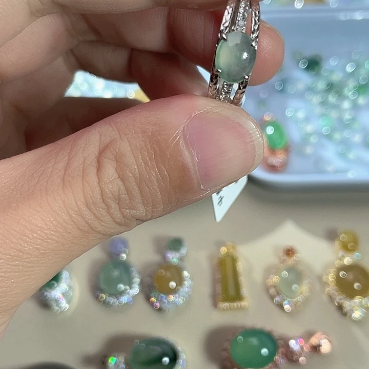 翡翠银S925镶嵌戒指