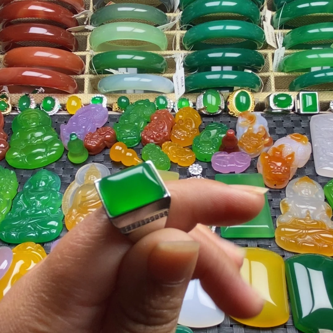 有***，玛瑙/玉髓戒指合金