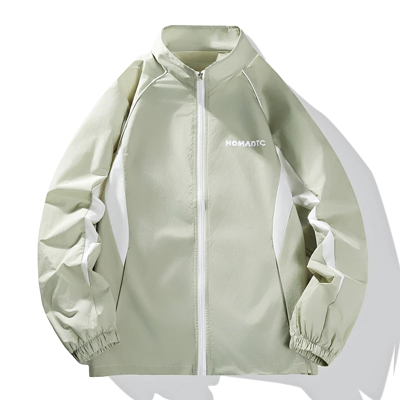 夏季立领长袖夹克男士外套2025新款薄款青少年学生拼色防晒上衣潮