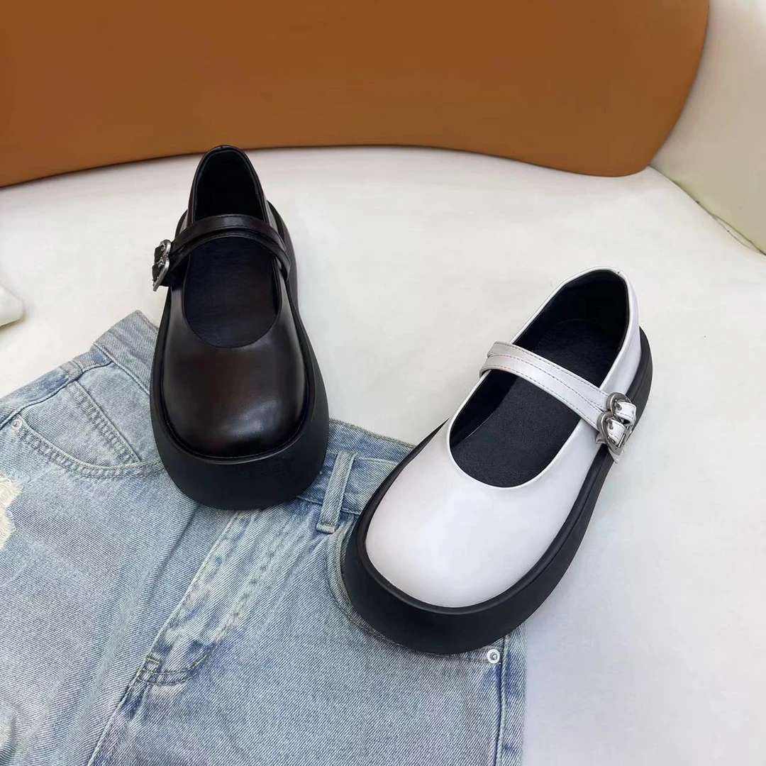 2025《唐宁街》新款玛丽珍黑色时尚百搭厚底春季松糕底圆头英伦风