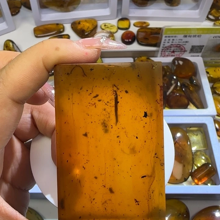 彤***光琥珀未镶嵌裸石虫珀标本
