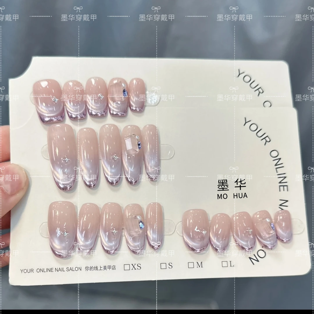紫色韵味-Hand-painted clear bow 纯手工穿戴甲 10片装