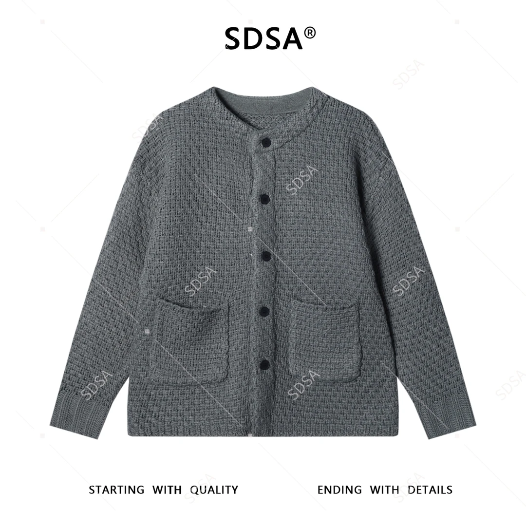 SDSA男士秋冬新款痞帅男装美式街头慵懒感纯色开衫针织毛衣外套