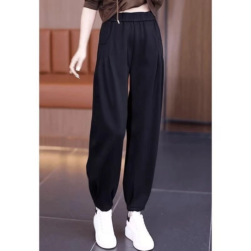 2025春季新款束角裤高腰显瘦百搭洋气时尚宽松束脚哈伦裤女