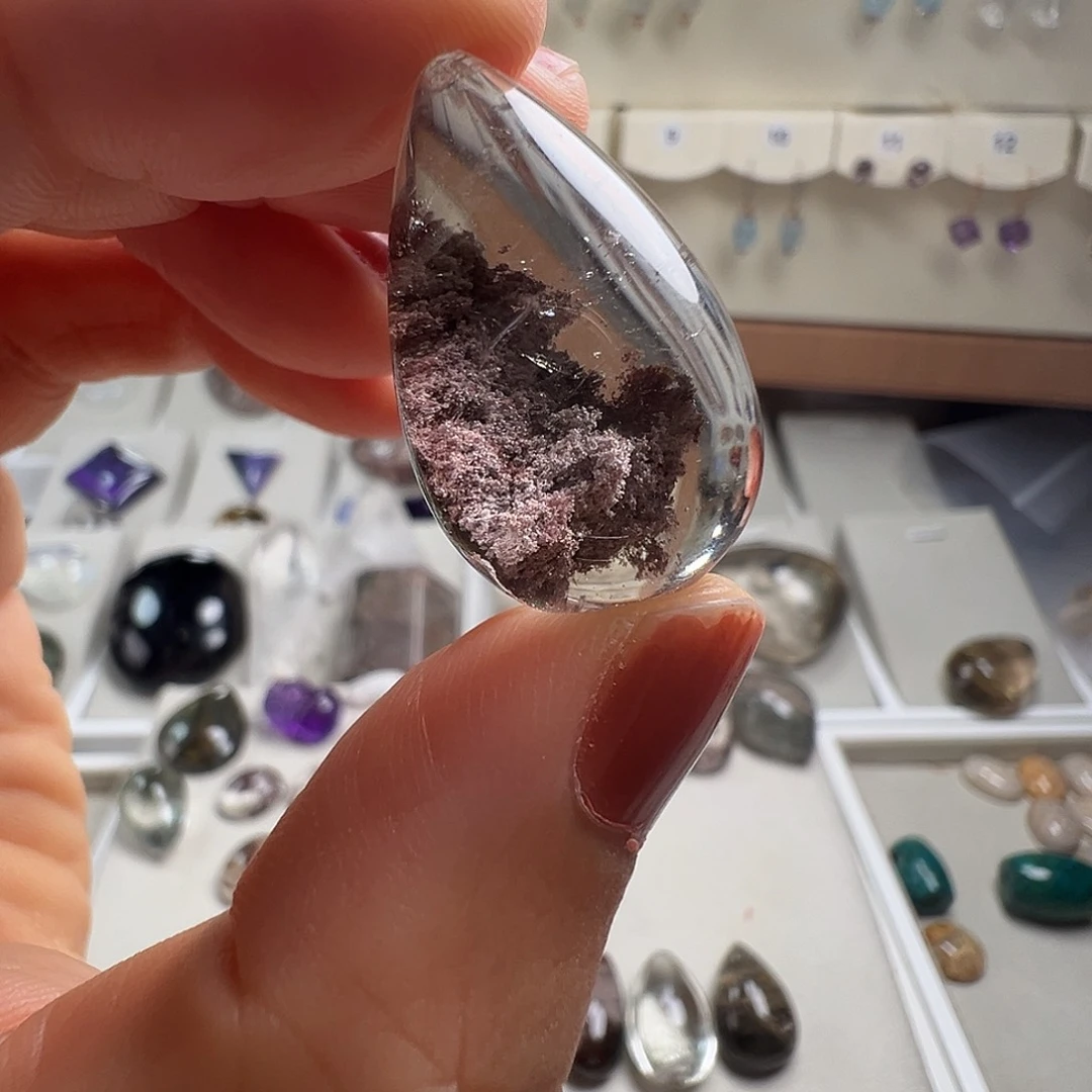 兰***师颈饰水晶银S925镶嵌天然幽灵水晶