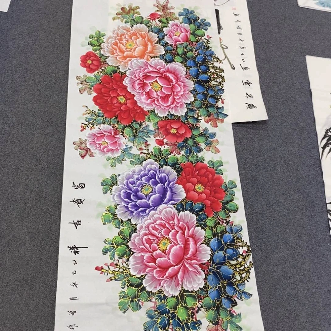 国画汉****宿尺寸180✖️70小六尺手绘水晶牡丹