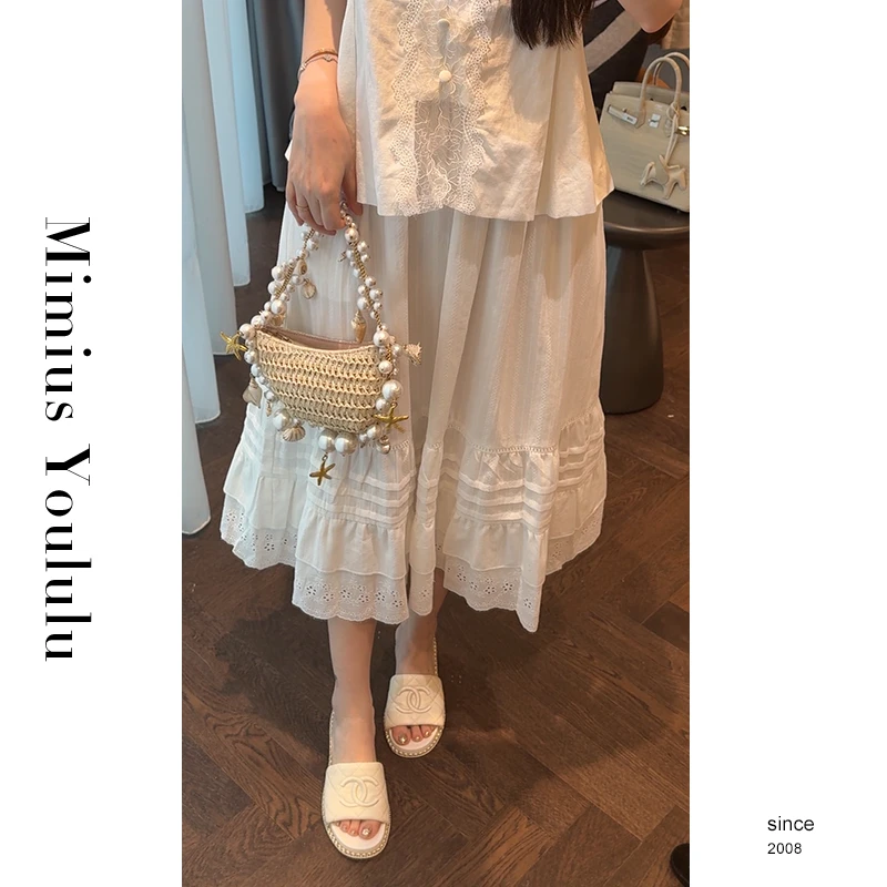 【mimius】七七 Vintage复古风清纯蕾丝花边半身裙 G03509