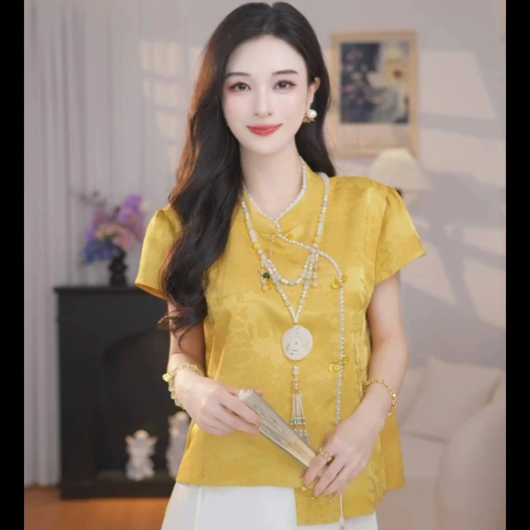 2025夏季新中式国风斜襟立领马甲女时尚气质复古百搭显瘦气质上衣