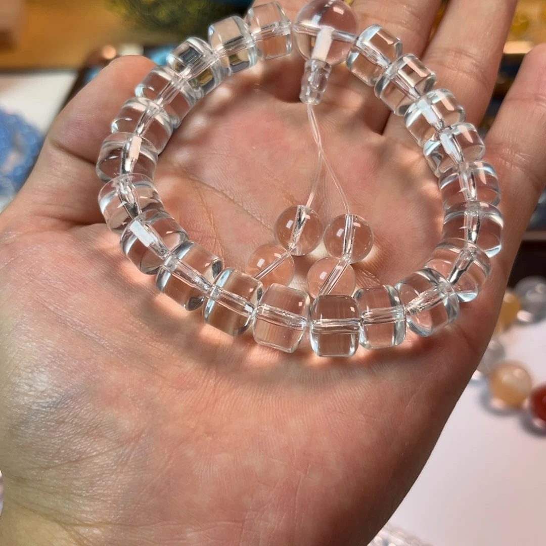 【闪购商品】水晶手链未镶嵌白水晶车轮珠手持