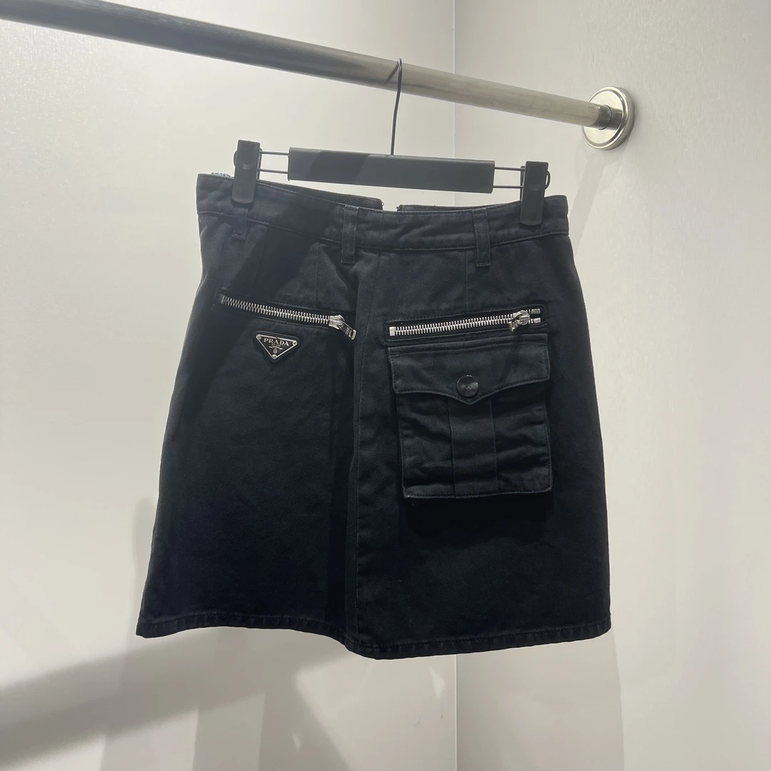 99新 Prada/普拉达 wdf314 做旧牛仔半身裙 棉 40码