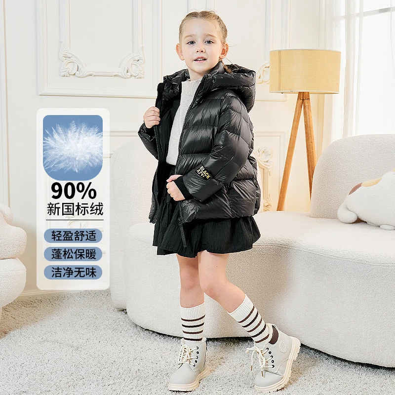 亲子装新国标90白鸭绒男童女童儿童羽绒服黑金极寒面包羽绒服