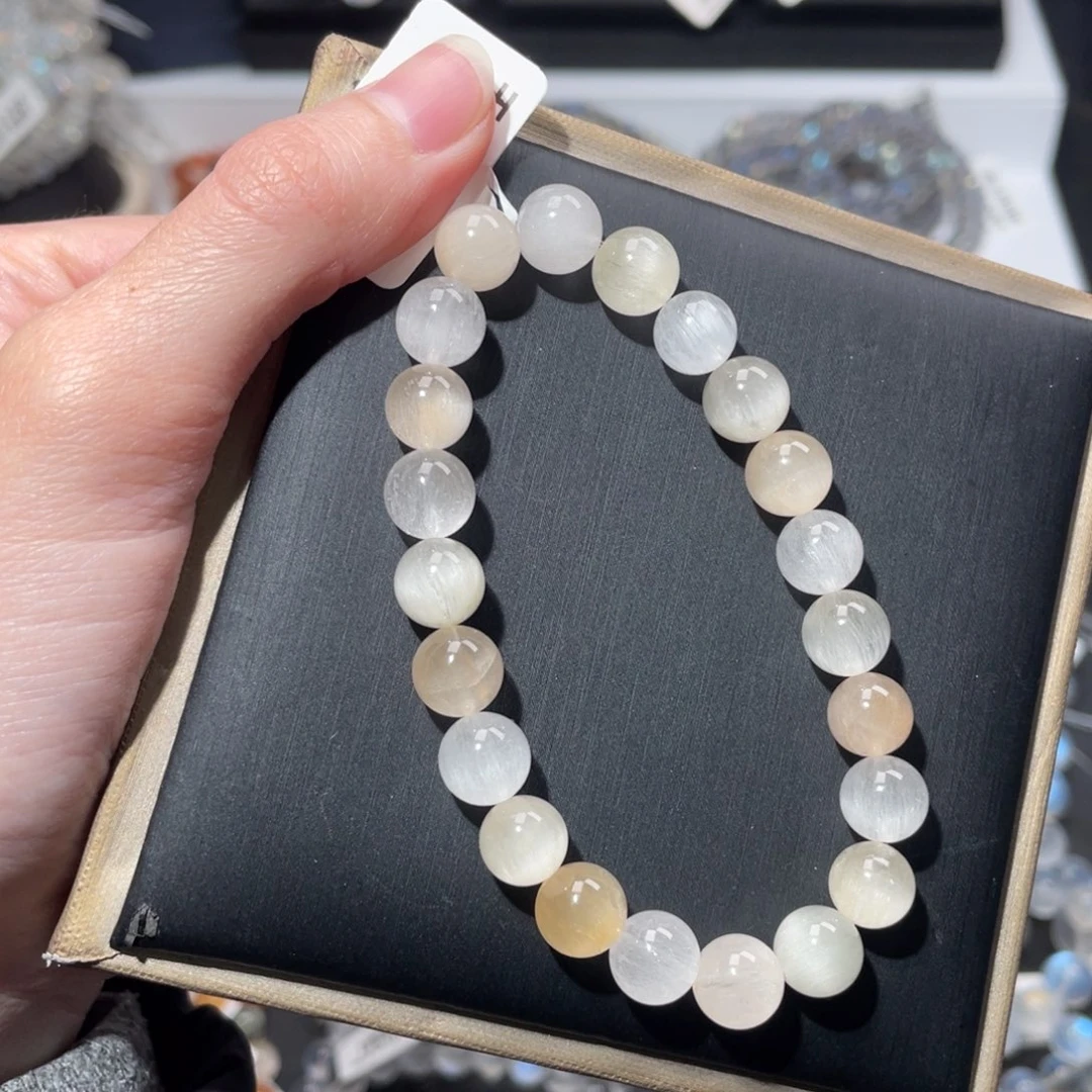 水晶手链未镶嵌香槟色调满发顺发级高品彩兔毛8.5mm